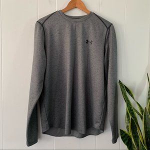 Under Armour Tech Long Sleeve Waffle Shirt HeatGear Grey Loose Fit Thermal